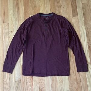 Old Navy Long Sleeve Henley Shirt Mens Medium Burgundy Casual Cotton